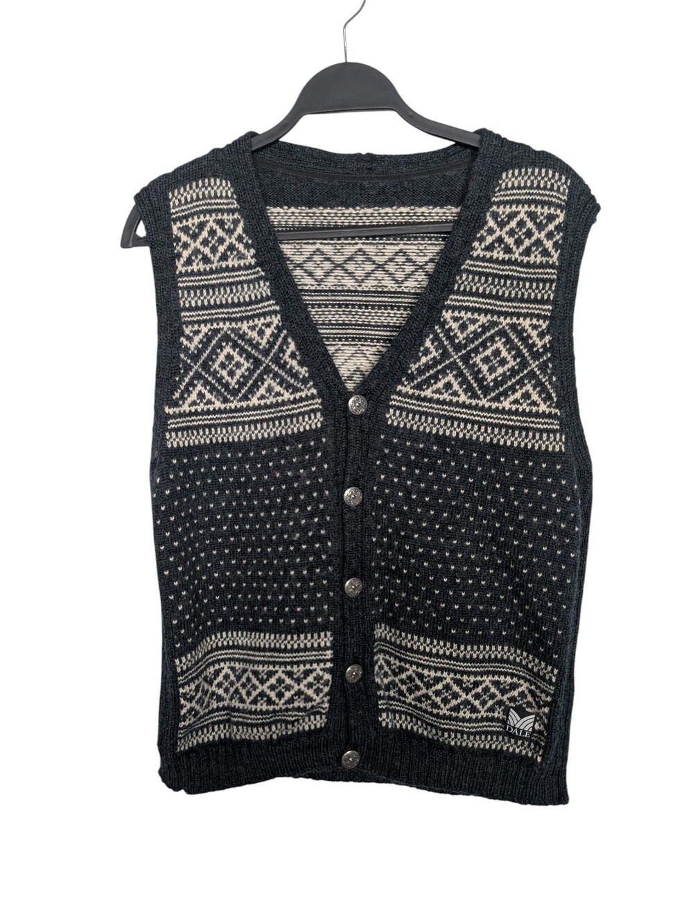 Dale Of Norway Nordic Fair Isle Button Up 100% Wool Sweater Vest Size Medium
